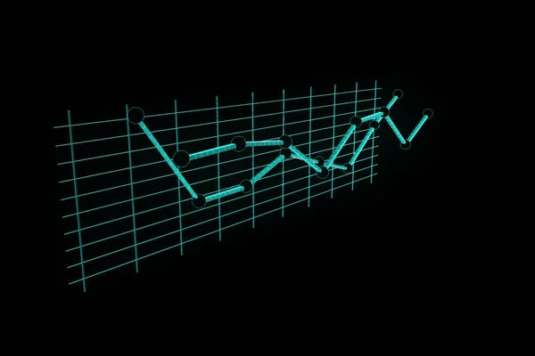 Chart in Hologram Wireframe Style. Nice 3D Rendering — Stock Photo, Image