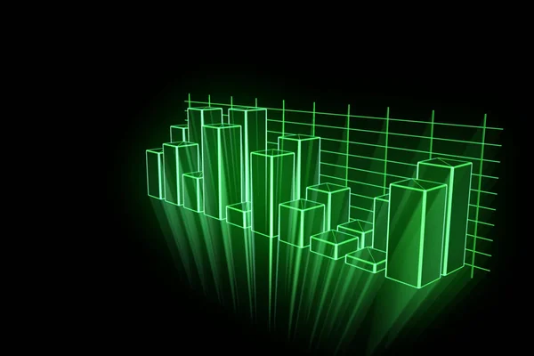Chart in Hologram Wireframe Style. Nice 3D Rendering — Stock Photo, Image