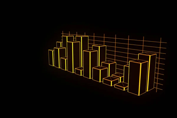 Chart in Hologram Wireframe Style. Nice 3D Rendering — Stock Photo, Image