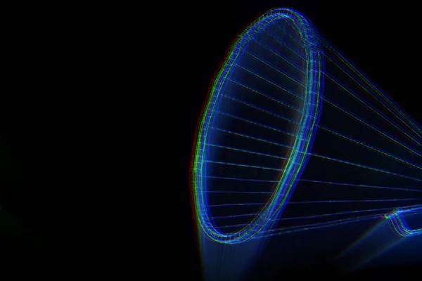 Megaphone in Hologram Wireframe Style. Nice 3D Rendering — Stock Photo, Image