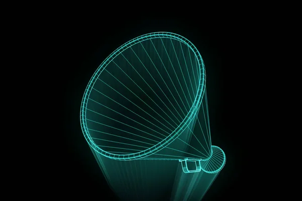 Megaphone i hologrammet Wireframe stil. Fina 3d-Rendering — Stockfoto