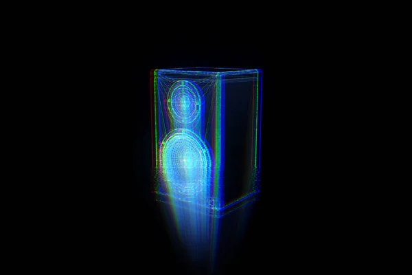 3D-Musik-Lautsprecher im Hologrammstil. schönes 3D-Rendering — Stockfoto