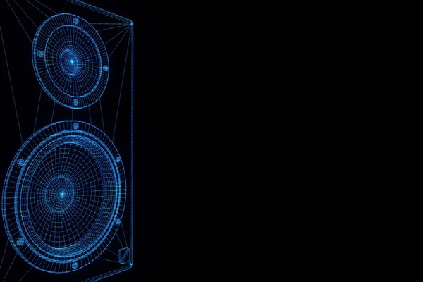 3D-Musik-Lautsprecher im Hologrammstil. schönes 3D-Rendering — Stockfoto
