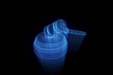 Açık artırma çekiç Hologram tel kafes tarzı. Güzel 3d render