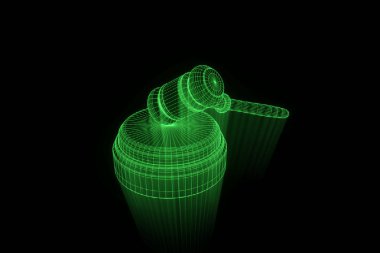Açık artırma çekiç Hologram tel kafes tarzı. Güzel 3d render