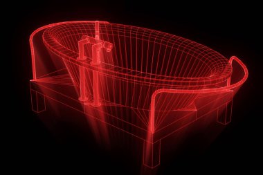Hologram tel kafes tarzı küvet. Güzel 3d render