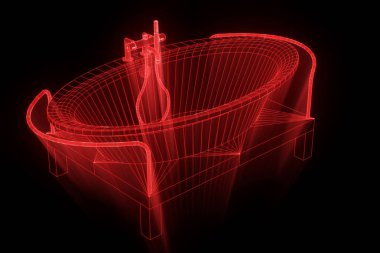 Hologram tel kafes tarzı küvet. Güzel 3d render