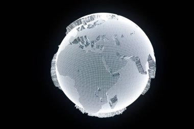 Tel Çerçeve hologramı tarzı dünya. Güzel 3d render