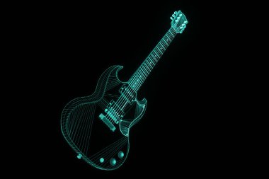 3D gitar Hologram tel kafes tarzı. Güzel 3d render