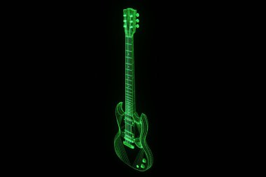 3D gitar Hologram tel kafes tarzı. Güzel 3d render