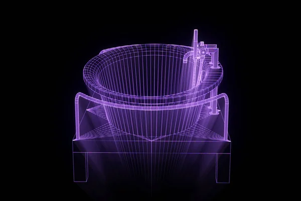 Bañera en Holograma Wireframe Style. Niza 3D Rendering — Foto de Stock