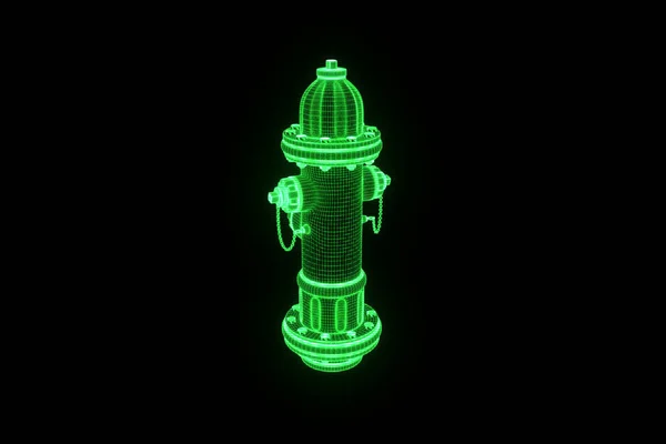 Fire Hydrant in Hologram Wireframe Style. Nice 3D Rendering