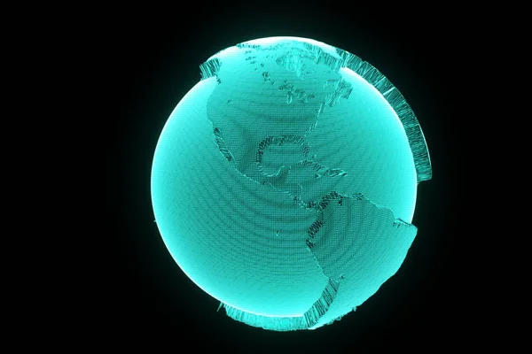 Tel Çerçeve hologramı tarzı dünya. Güzel 3d render