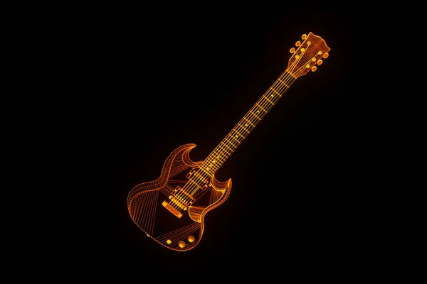 3D κιθάρα σε ολόγραμμα Wireframe στυλ. Ωραία 3d Rendering — Φωτογραφία Αρχείου