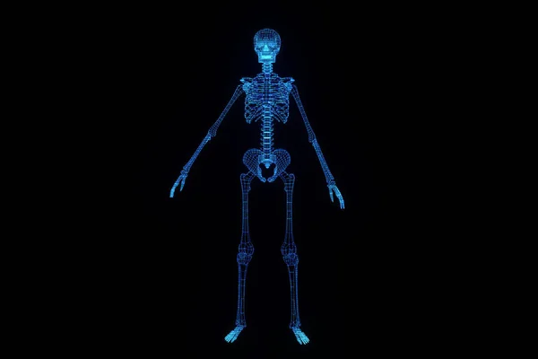 Människans skelett Wireframe Hologram i rörelse. Fina 3d-Rendering — Stockfoto