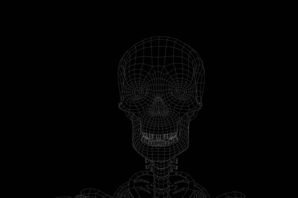 Lidské kostry drátový Hologram v pohybu. Pěkný 3d vykreslování — Stock fotografie