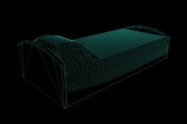 Hologram tel kafes tarzı yatakta. Güzel 3d render