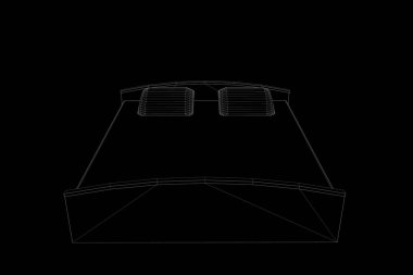 Hologram tel kafes tarzı yatakta. Güzel 3d render