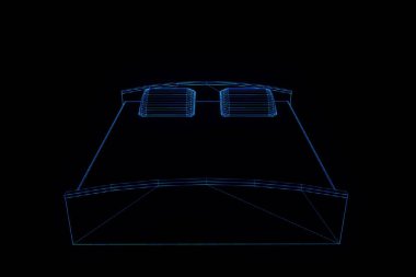 Hologram tel kafes tarzı yatakta. Güzel 3d render