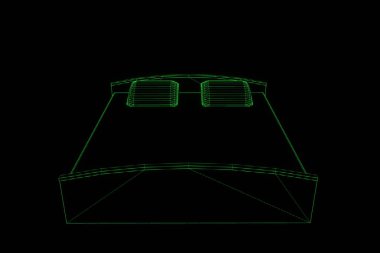 Hologram tel kafes tarzı yatakta. Güzel 3d render