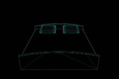 Hologram tel kafes tarzı yatakta. Güzel 3d render