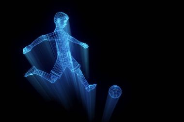 Human Wireframe Hologram in Motion. Nice 3D Rendering clipart