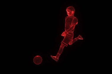 Hareket insan Tel Çerçeve hologramı. Güzel 3d render