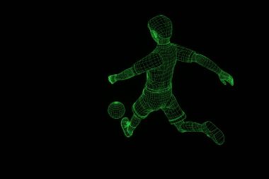 Hareket insan Tel Çerçeve hologramı. Güzel 3d render