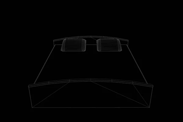 Säng i hologrammet Wireframe stil. Fina 3d-Rendering — Stockfoto