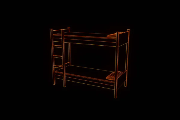 Ліжко у стилі голограма. 3D рендерингу — стокове фото