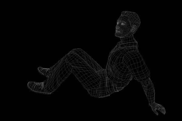 Emberi drótváz Hologram a mozgás. Szép 3D-s renderelés — Stock Fotó