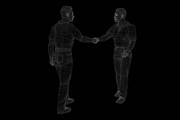 Hologramme filaire humain en mouvement. Belle rendu 3D — Photo