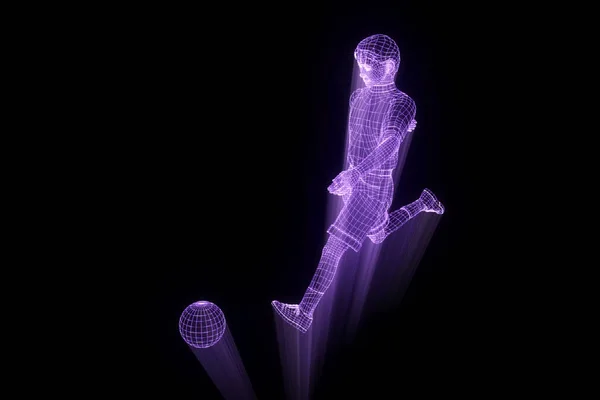 Holograma de Wireframe humano en movimiento. Niza 3D Rendering — Foto de Stock