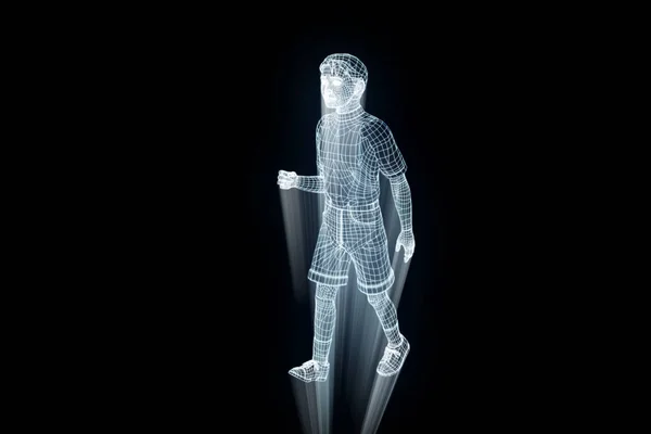 Mänskliga Wireframe Hologram i rörelse. Fina 3d-Rendering — Stockfoto