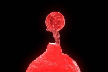 İnsan Tel Çerçeve hologramı tarzında dünya tutun. Güzel 3d render