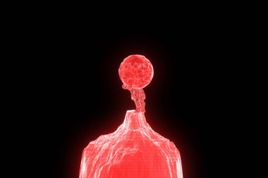 İnsan Tel Çerçeve hologramı tarzında dünya tutun. Güzel 3d render