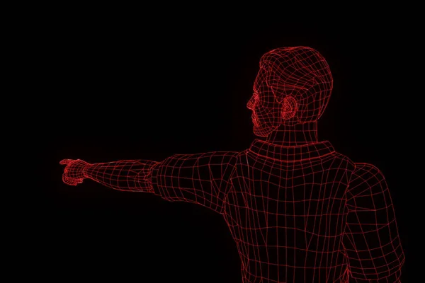 Human Wireframe Hologram in Motion. Nice 3D Rendering — Stock Photo, Image