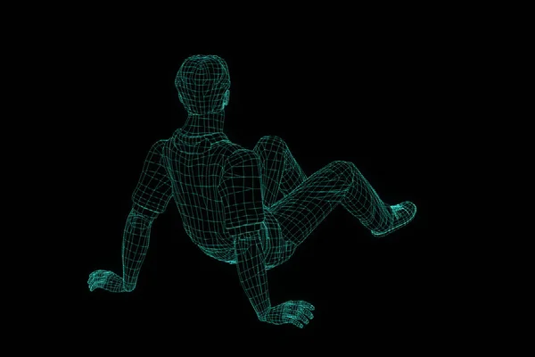 Menselijke Wireframe Hologram in beweging. Mooie 3D-Rendering — Stockfoto