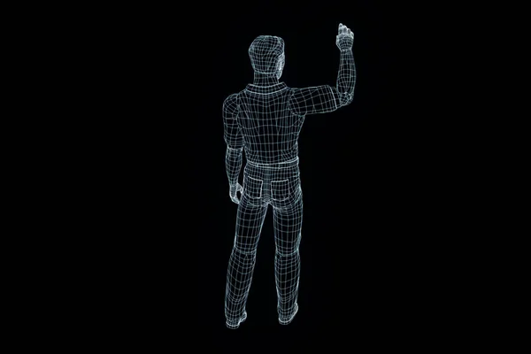 Human Wireframe Hologram in Motion. Nice 3D Rendering — Stock Photo, Image