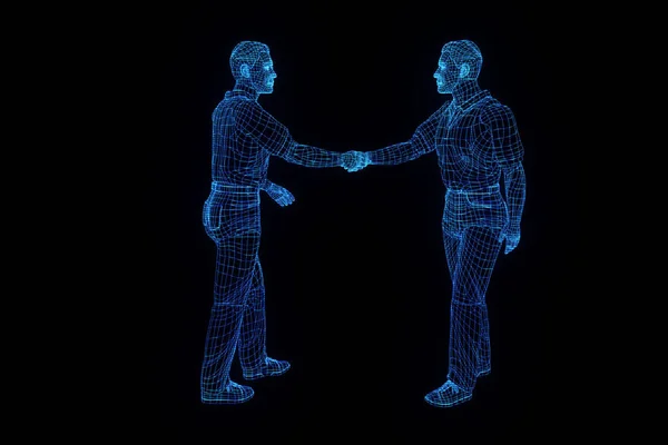 Hareket insan Tel Çerçeve hologramı. Güzel 3d render
