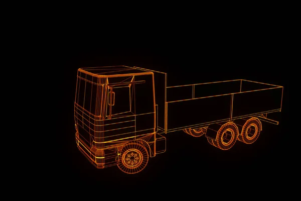 Transportador en Holograma Wireframe. Niza 3D Rendering — Foto de Stock