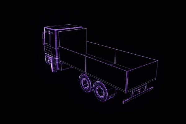 Transporter v hologramu drátový model. Pěkný 3d vykreslování — Stock fotografie