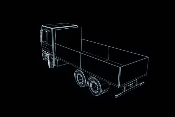 Transportør i Hologram Wireframe. Fin 3D-gjengivelse – stockfoto