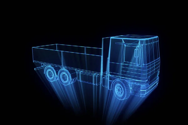 Transportador en Holograma Wireframe. Niza 3D Rendering — Foto de Stock