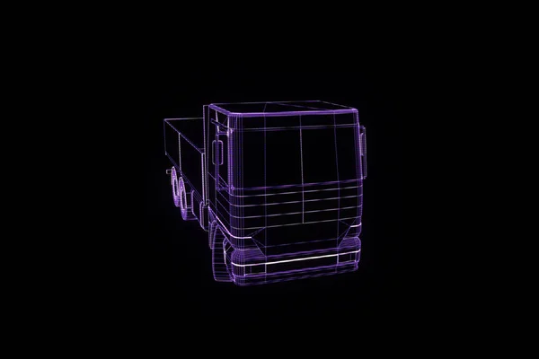 Transporter v hologramu drátový model. Pěkný 3d vykreslování — Stock fotografie