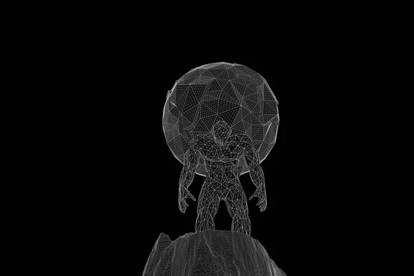 Tierra de retención humana en estilo holograma Wireframe. Niza 3D Rendering — Foto de Stock
