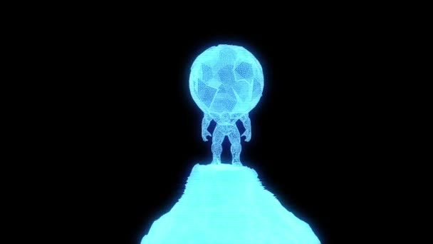 İnsan Tel Çerçeve hologramı tarzında dünya tutun. Güzel 3d render — Stok video