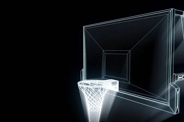 Basketballkorb im futuristischen Hologrammstil. schöne 3D-Darstellung — Stockfoto