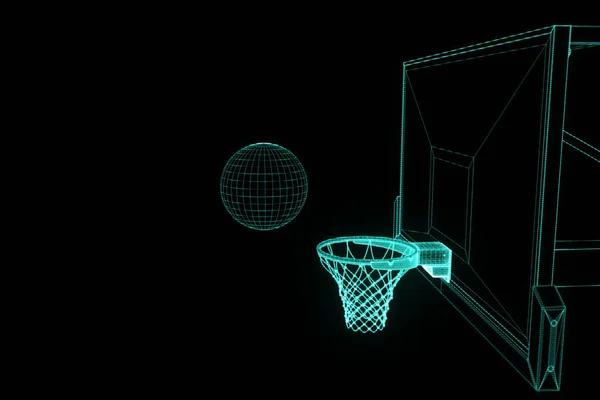 Basketbal Basket in futuristische Hologram stijl. Mooie 3d Render — Stockfoto