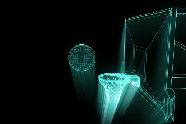 Basket Basket in futuristic Hologram Style (en inglés). Niza 3D Render — Foto de Stock